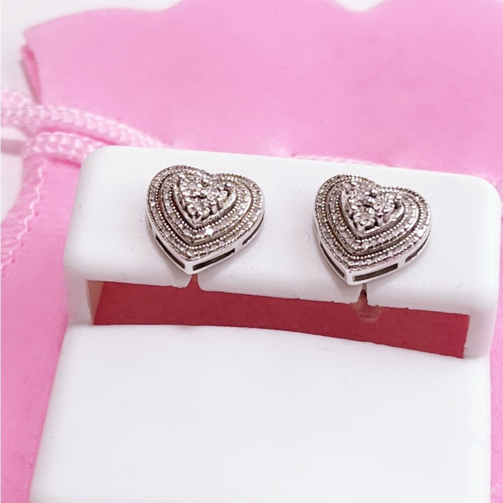 Silver Heart Stud Earrings